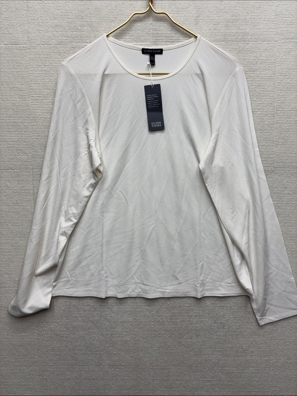 New EILEEN FISHER | XL Off-White Long-Sleeve Crewneck Top